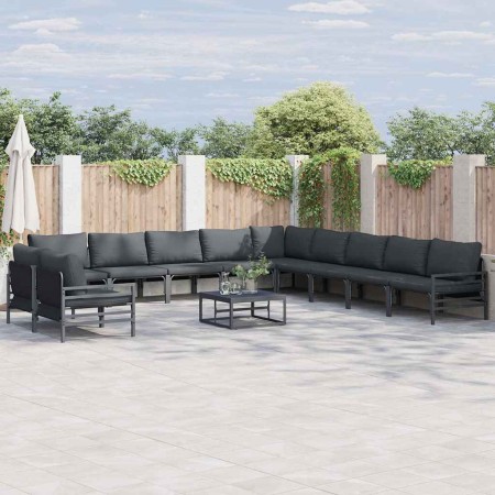 Conjunto de sofá de jardín 12 pcs Antracita Acero