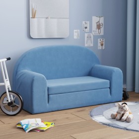Sofá cama de niños 2 plazas felpa suave azul