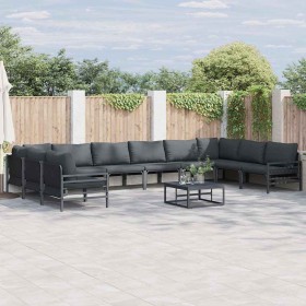 Conjunto de sofá de jardín 10 pcs Antracita Acero