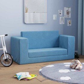 Sofá cama de niños 2 plazas felpa suave azul