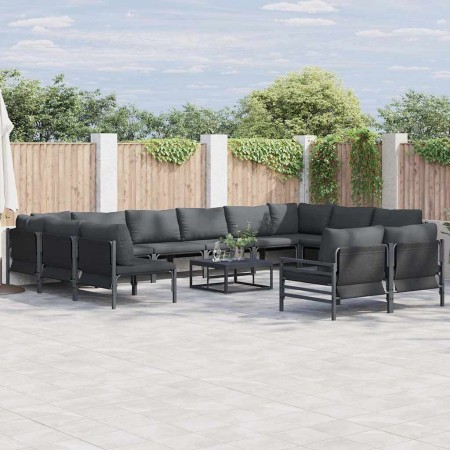 Conjunto de sofá de jardín 12 pcs Antracita Acero