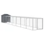 Chicken cage with corral gray galvanized steel 117x813x123 cm by vidaXL, Cages and habitats for small animals - Ref: Foro24-3...