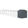 Chicken cage with corral gray galvanized steel 117x813x123 cm by vidaXL, Cages and habitats for small animals - Ref: Foro24-3...