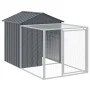 Chicken cage with corral gray galvanized steel 117x813x123 cm by vidaXL, Cages and habitats for small animals - Ref: Foro24-3...