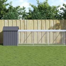 Chicken coop with galvanized steel gray enclosure 117x1017x123cm by vidaXL, Cages and habitats for small animals - Ref: Foro2...