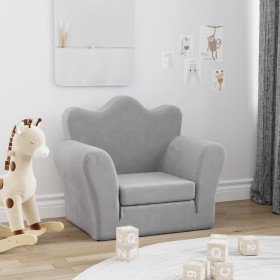 Sofá cama infantil felpa suave gris claro