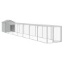 Chicken coop with corral light gray galvanized steel 117x813x123cm by vidaXL, Cages and habitats for small animals - Ref: For...