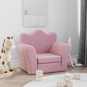 Sofá cama para niños felpa suave rosa