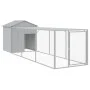Chicken coop with corral light gray galvanized steel 117x405x123cm by vidaXL, Cages and habitats for small animals - Ref: For...