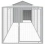 Chicken coop with corral light gray galvanized steel 117x405x123cm by vidaXL, Cages and habitats for small animals - Ref: For...