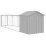Chicken coop with corral light gray galvanized steel 117x405x123cm by vidaXL, Cages and habitats for small animals - Ref: For...