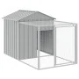Chicken coop with corral light gray galvanized steel 117x405x123cm by vidaXL, Cages and habitats for small animals - Ref: For...