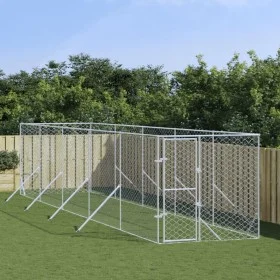 Outdoor kennel silver galvanized steel 2x10x2 m by vidaXL, Dog kennels and fences - Ref: Foro24-3190453, Price: 360,65 €, Dis...