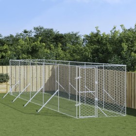 Outdoor-Zwinger aus silberverzinktem Stahl, 2 x 10 x 2 m von vidaXL, Hundehütten und Zäune - Ref: Foro24-3190453, Preis: 384,...