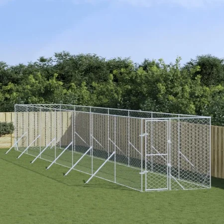 Outdoor kennel silver galvanized steel 2x14x2 m by vidaXL, Dog kennels and fences - Ref: Foro24-3190454, Price: 484,01 €, Dis...