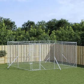 Perrera de exterior acero galvanizado plateado 4x4x2 m von vidaXL, Hundehütten und Zäune - Ref: Foro24-3190455, Preis: 275,78...