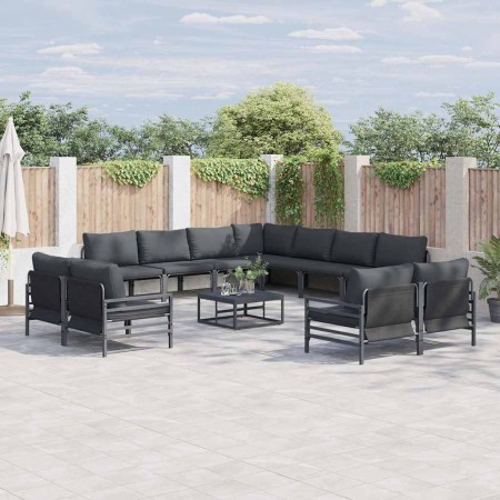 Conjunto de sofá de jardín 12 pcs Antracita Acero