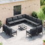 Conjunto de sofá de jardín 12 pcs Antracita Acero