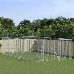Outdoor kennel silver galvanized steel 4x8x2 m by vidaXL, Dog kennels and fences - Ref: Foro24-3190456, Price: 361,20 €, Disc...