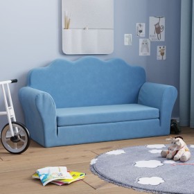 Sofá cama de niños 2 plazas felpa suave azul