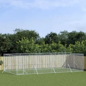 Outdoor kennel silver galvanized steel 8x4x2 m by vidaXL, Dog kennels and fences - Ref: Foro24-3190463, Price: 360,65 €, Disc...