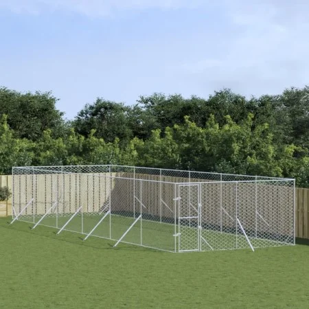 Perrera de exterior acero galvanizado plateado 4x12x2 m by vidaXL, Dog kennels and fences - Ref: Foro24-3190457, Price: 465,0...