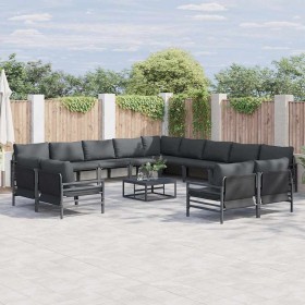 Conjunto de sofá de jardín 13 pcs Antracita Acero