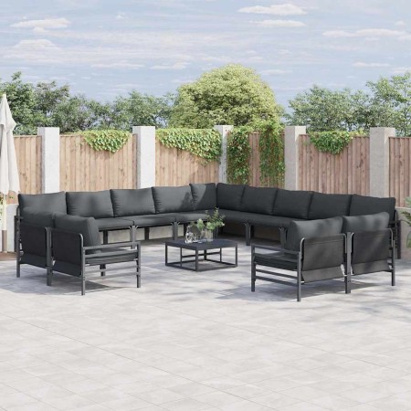 Conjunto de sofá de jardín 13 pcs Antracita Acero