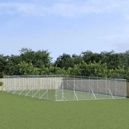 Outdoor kennel silver galvanized steel 8x16x2 m by vidaXL, Dog kennels and fences - Ref: Foro24-3190466, Price: 743,67 €, Dis...