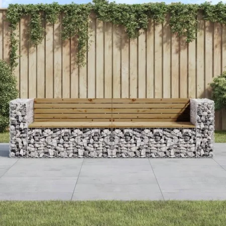 Garden bench with gabions impregnated pine wood 244x71x65.5 cm by vidaXL, garden benches - Ref: Foro24-3196241, Price: 299,20...