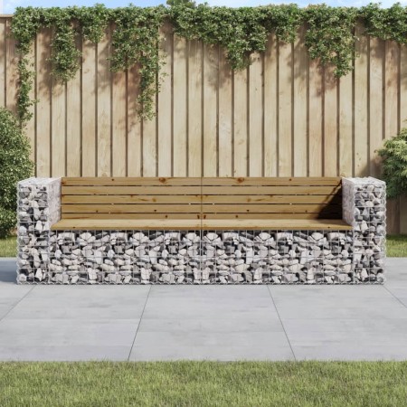 Gartenbank mit Gabionen aus imprägniertem Kiefernholz 244x71x65,5 cm von vidaXL, Gartenbänke - Ref: Foro24-3196241, Preis: 28...