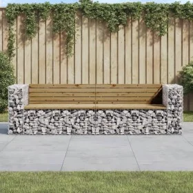 Garden bench with gabions impregnated pine wood 244x71x65.5 cm by vidaXL, garden benches - Ref: Foro24-3196241, Price: 299,89...