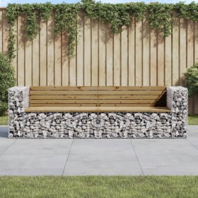 Gartenbank mit Gabionen aus imprägniertem Kiefernholz 244x71x65,5 cm von vidaXL, Gartenbänke - Ref: Foro24-3196241, Preis: 28...