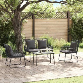 Conjunto de Muebles de Jardín con cojín 4 pcs Negro y Antracita