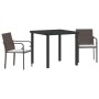 Conjunto de Comedor de Jardín 3 pcs Marrón Poliratán