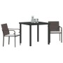 Conjunto de Comedor de Jardín 3 pcs Marrón Poliratán