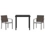 Conjunto de Comedor de Jardín 3 pcs Marrón Poliratán