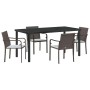 Conjunto de Comedor de Jardín 5 pcs Marrón Poliratán