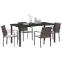 Conjunto de Comedor de Jardín 5 pcs Marrón Poliratán