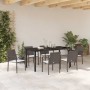 Conjunto de Comedor de Jardín 7 pcs Marrón Poliratán