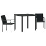 Conjunto de Comedor de Jardín 3 pcs Negro Poliratán