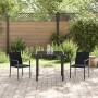 Conjunto de Comedor de Jardín 3 pcs Negro Poliratán