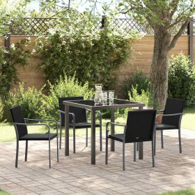 Conjunto de Comedor de Jardín 5 pcs Negro Poliratán