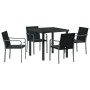 Conjunto de Comedor de Jardín 5 pcs Negro Poliratán