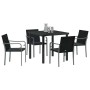 Conjunto de Comedor de Jardín 5 pcs Negro Poliratán