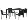 Conjunto de Comedor de Jardín 5 pcs Negro Poliratán