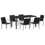 Conjunto de Comedor de Jardín 7 pcs Negro Poliratán