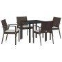 Conjunto de Comedor de Jardín 5 pcs Marrón Poliratán