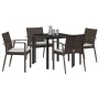 Conjunto de Comedor de Jardín 5 pcs Marrón Poliratán