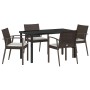 Conjunto de Comedor de Jardín 5 pcs Marrón Poliratán